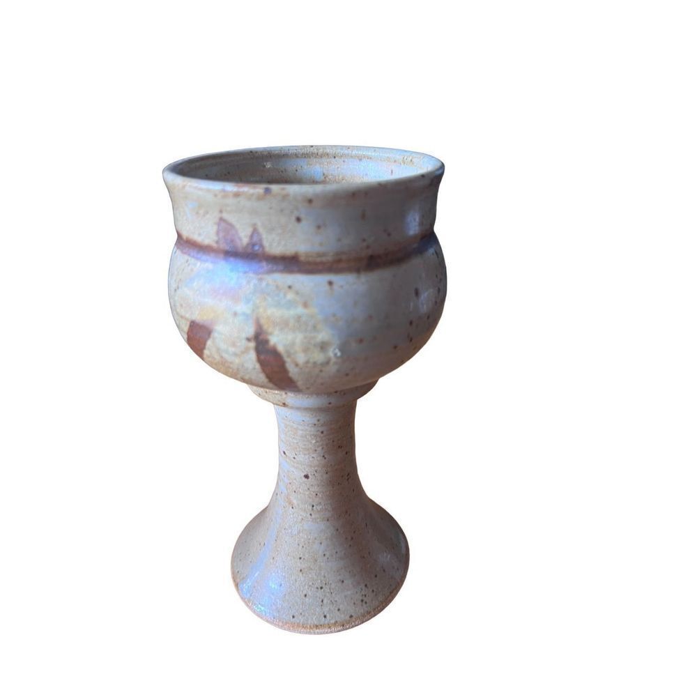 Vintage Studio Art Pottery Rustic Ceramic Chalice Goblet Single Stoneware